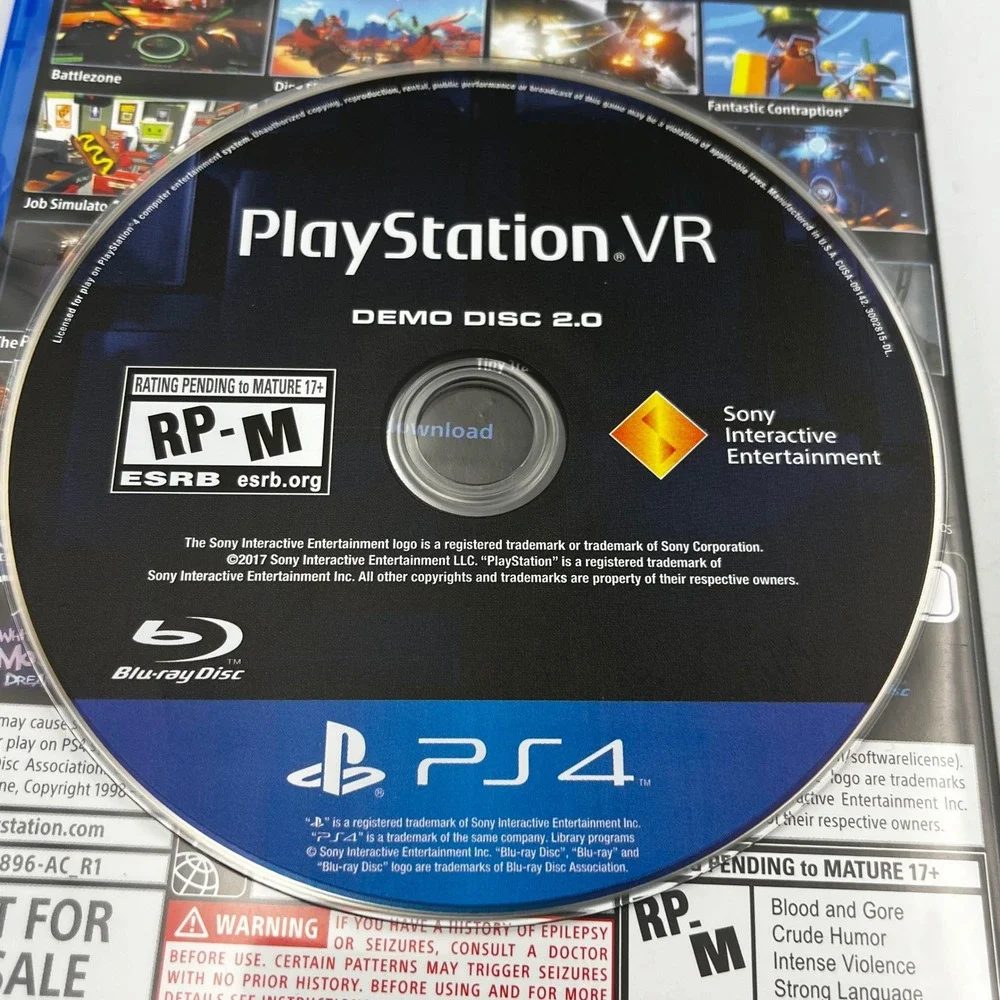 PlayStation VR Demo Disc 2.0 PlayStation 4 Game‎ Blu Ray Case And Disc Only PS4